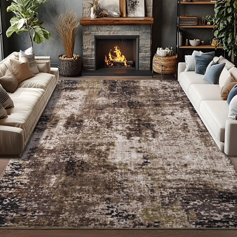 Navak Teppich, Wohnzimmerteppich, weicher, großer, moderner, abstrakter Teppich, Boho-Vintage-Stil, maschinenwaschbar, rutschfester Teppich, Kurzflorteppich