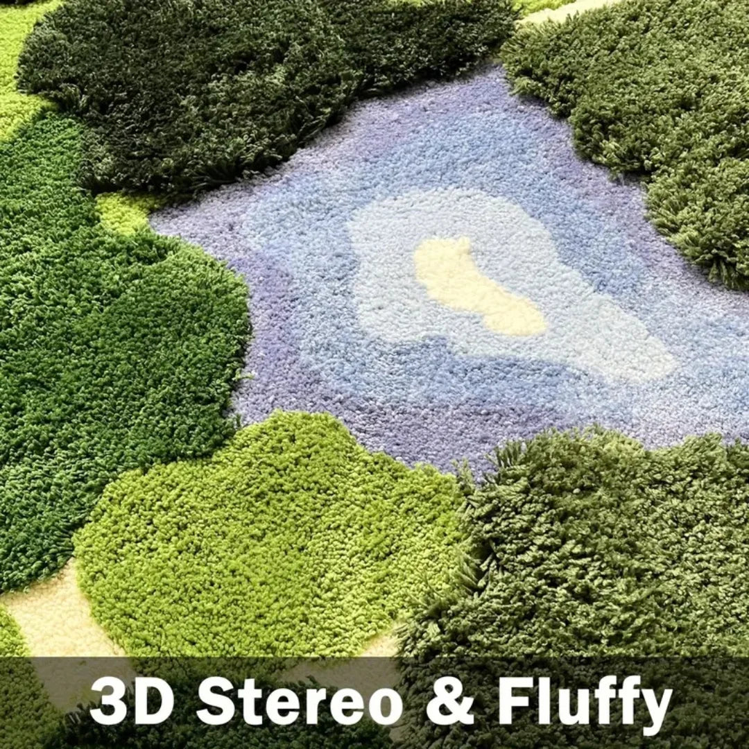 Navak Carpet 3D-Moosteppiche, plüschige Badezimmerteppiche in Ruas-Blattform, rutschfeste Badezimmermatten, getuftete Teppiche, superweiche, waschbare botanische Blattformen