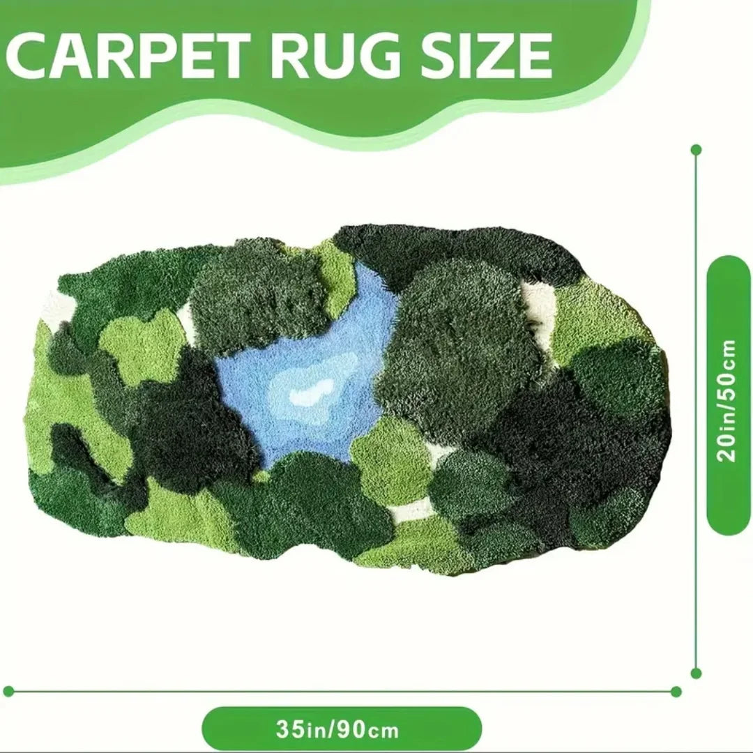 Navak Carpet 3D-Moosteppiche, plüschige Badezimmerteppiche in Ruas-Blattform, rutschfeste Badezimmermatten, getuftete Teppiche, superweiche, waschbare botanische Blattformen