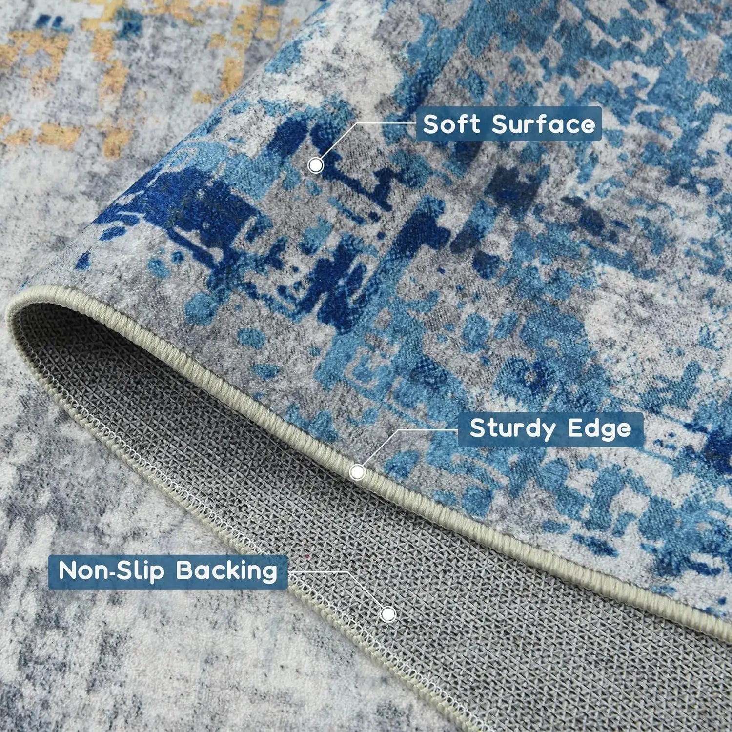 Navak Teppich, Wohnzimmerteppich, weicher, großer, moderner, abstrakter Teppich, Boho-Vintage-Stil, maschinenwaschbar, rutschfester Teppich, Kurzflorteppich