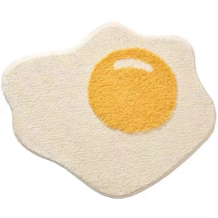 Navak Teppich, Ei, Blume, Lächeln, rutschfester Blumen-Bodenteppich, runde Form, Eingangs-Fußmatte, Teppich, saugfähig, Badematte für Schlafzimmer, Nachttischmatten