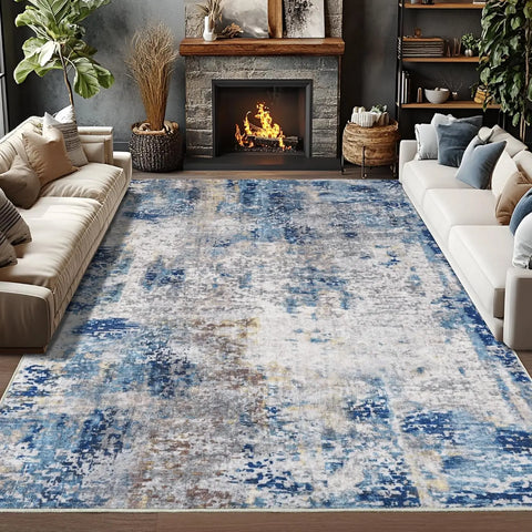 Navak Teppich, Wohnzimmerteppich, weicher, großer, moderner, abstrakter Teppich, Boho-Vintage-Stil, maschinenwaschbar, rutschfester Teppich, Kurzflorteppich