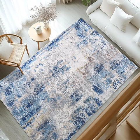 Navak Teppich, Wohnzimmerteppich, weicher, großer, moderner, abstrakter Teppich, Boho-Vintage-Stil, maschinenwaschbar, rutschfester Teppich, Kurzflorteppich