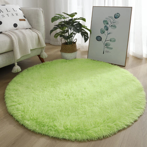 Navak Teppich, 40/60/80 cm, klein, rund, zottelig, weiche Anti-Rutsch-Matte, Wohnzimmer-/Schlafzimmer-Teppich, Heimdekoration, Winter, bunt, Batikdruck