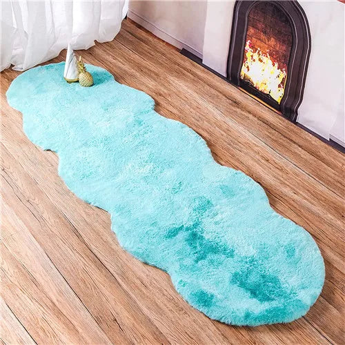 Navak Teppich, ultraweicher Teppich aus künstlichem Kaninchenfell, Wohnzimmerteppich, flauschiger Teppich, flauschiger Nachttischteppich, Baby-Krabbelmatte, Schlafzimmer-Dekorationsteppich, Blau
