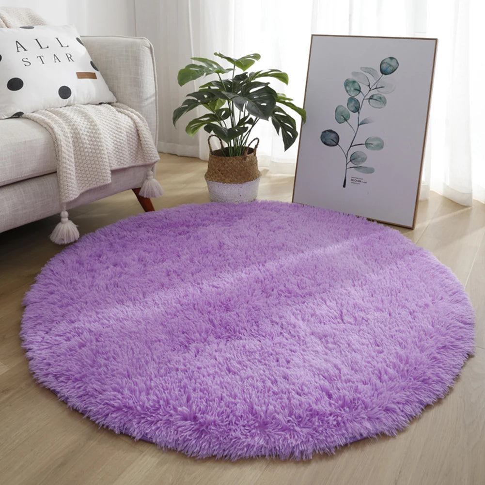 Navak Teppich, 40/60/80 cm, klein, rund, zottelig, weiche Anti-Rutsch-Matte, Wohnzimmer-/Schlafzimmer-Teppich, Heimdekoration, Winter, bunt, Batikdruck
