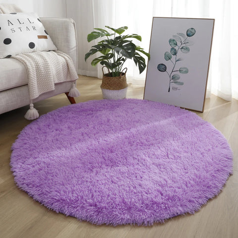 Navak Teppich, 40/60/80 cm, klein, rund, zottelig, weiche Anti-Rutsch-Matte, Wohnzimmer-/Schlafzimmer-Teppich, Heimdekoration, Winter, bunt, Batikdruck