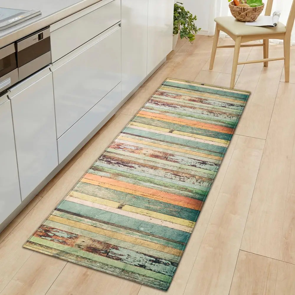 Navak Teppich Nordische Küchenmatte Schlafzimmer Eingangsbereich Fußmatte Haus Flur Bodendekoration Wohnzimmer Teppich Holzmaserung Badezimmer Anti-Rutsch-Teppich