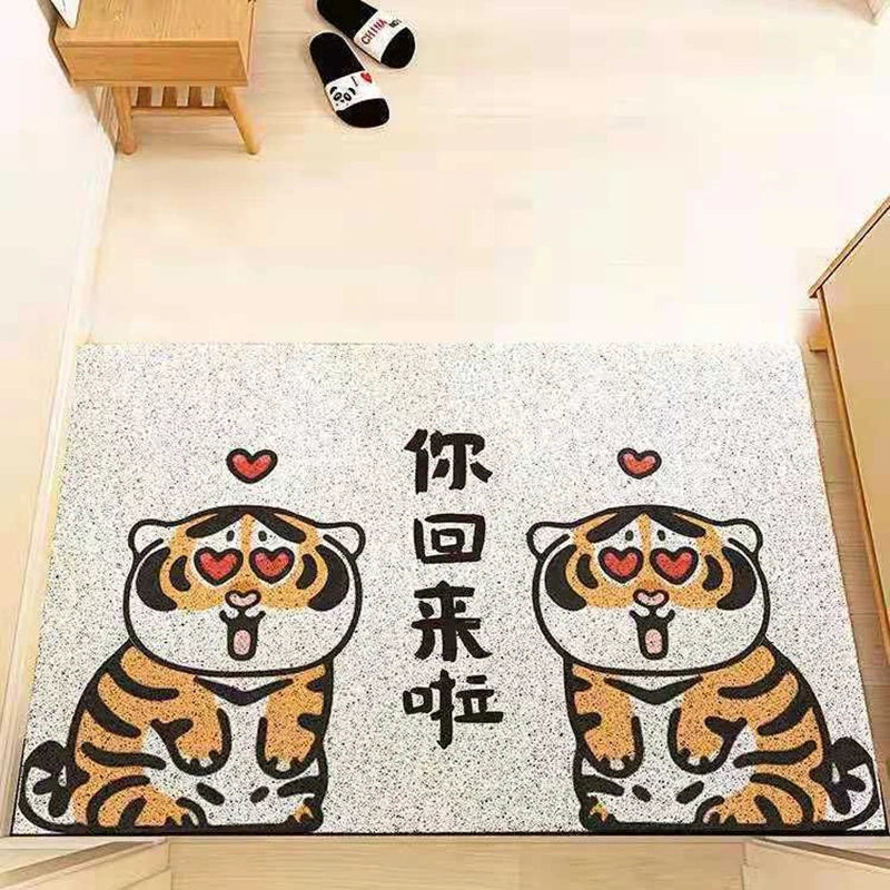 Navak Carpet Cartoon Tiger Sand Scraping Door Entrance Doormat, Non-slip Rug, Dust Removal Carpet, Wire Loop Footpad, Hallway Bath