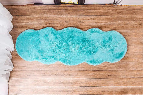 Navak Teppich, ultraweicher Teppich aus künstlichem Kaninchenfell, Wohnzimmerteppich, flauschiger Teppich, flauschiger Nachttischteppich, Baby-Krabbelmatte, Schlafzimmer-Dekorationsteppich, Blau
