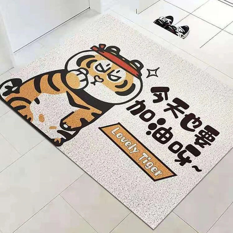 Navak Carpet Cartoon Tiger Sand Scraping Door Entrance Doormat, Non-slip Rug, Dust Removal Carpet, Wire Loop Footpad, Hallway Bath