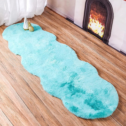 Navak Teppich, ultraweicher Teppich aus künstlichem Kaninchenfell, Wohnzimmerteppich, flauschiger Teppich, flauschiger Nachttischteppich, Baby-Krabbelmatte, Schlafzimmer-Dekorationsteppich, Blau