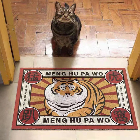 Navak Carpet Cartoon Tiger Sand Scraping Door Entrance Doormat, Non-slip Rug, Dust Removal Carpet, Wire Loop Footpad, Hallway Bath