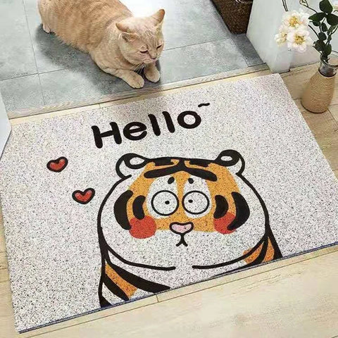 Navak Carpet Cartoon Tiger Sand Scraping Door Entrance Doormat, Non-slip Rug, Dust Removal Carpet, Wire Loop Footpad, Hallway Bath