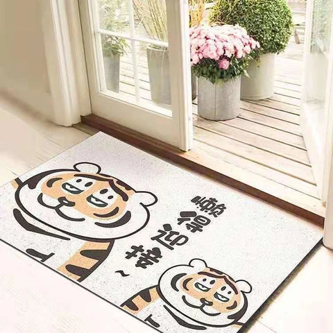 Navak Carpet Cartoon Tiger Sand Scraping Door Entrance Doormat, Non-slip Rug, Dust Removal Carpet, Wire Loop Footpad, Hallway Bath