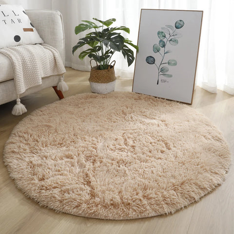 Navak Teppich, 40/60/80 cm, klein, rund, zottelig, weiche Anti-Rutsch-Matte, Wohnzimmer-/Schlafzimmer-Teppich, Heimdekoration, Winter, bunt, Batikdruck