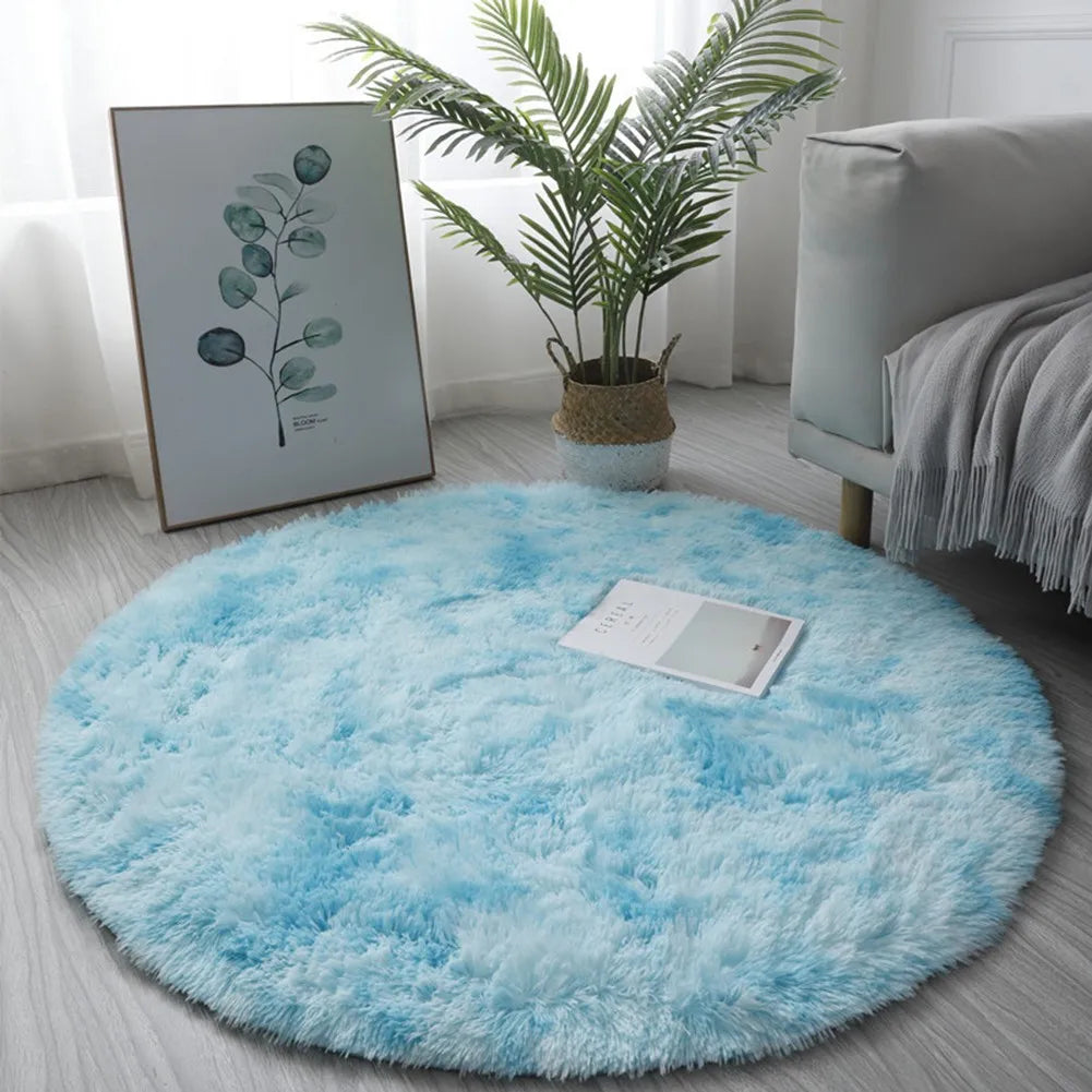 Navak Teppich, 40/60/80 cm, klein, rund, zottelig, weiche Anti-Rutsch-Matte, Wohnzimmer-/Schlafzimmer-Teppich, Heimdekoration, Winter, bunt, Batikdruck