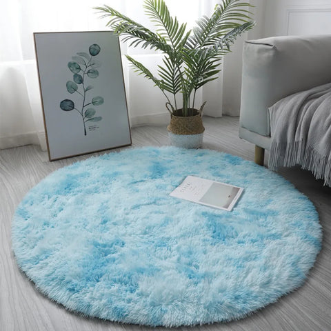 Navak Teppich, 40/60/80 cm, klein, rund, zottelig, weiche Anti-Rutsch-Matte, Wohnzimmer-/Schlafzimmer-Teppich, Heimdekoration, Winter, bunt, Batikdruck