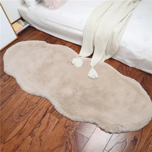 Navak Teppich, ultraweicher Teppich aus künstlichem Kaninchenfell, Wohnzimmerteppich, flauschiger Teppich, flauschiger Nachttischteppich, Baby-Krabbelmatte, Schlafzimmer-Dekorationsteppich, Blau