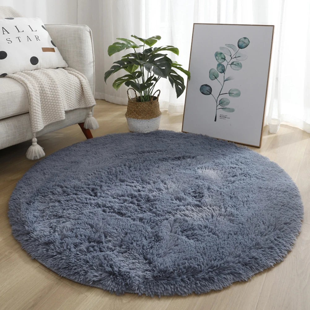 Navak Teppich, 40/60/80 cm, klein, rund, zottelig, weiche Anti-Rutsch-Matte, Wohnzimmer-/Schlafzimmer-Teppich, Heimdekoration, Winter, bunt, Batikdruck