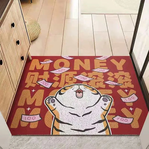 Navak Carpet Cartoon Tiger Sand Scraping Door Entrance Doormat, Non-slip Rug, Dust Removal Carpet, Wire Loop Footpad, Hallway Bath