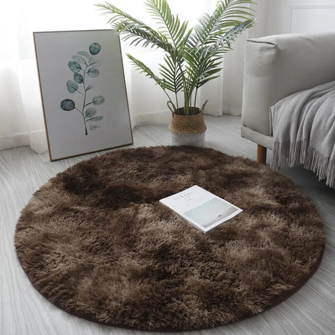 Navak Teppich, 40/60/80 cm, klein, rund, zottelig, weiche Anti-Rutsch-Matte, Wohnzimmer-/Schlafzimmer-Teppich, Heimdekoration, Winter, bunt, Batikdruck