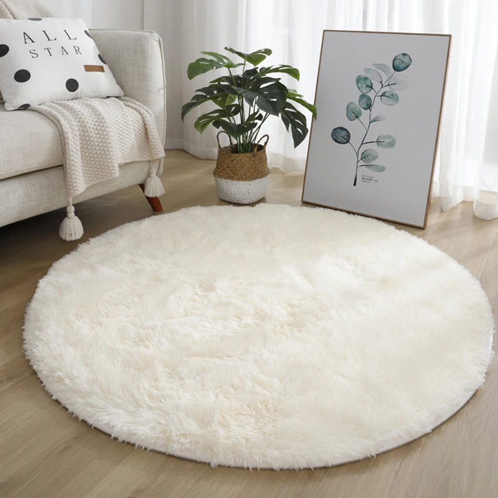 Navak Teppich, 40/60/80 cm, klein, rund, zottelig, weiche Anti-Rutsch-Matte, Wohnzimmer-/Schlafzimmer-Teppich, Heimdekoration, Winter, bunt, Batikdruck