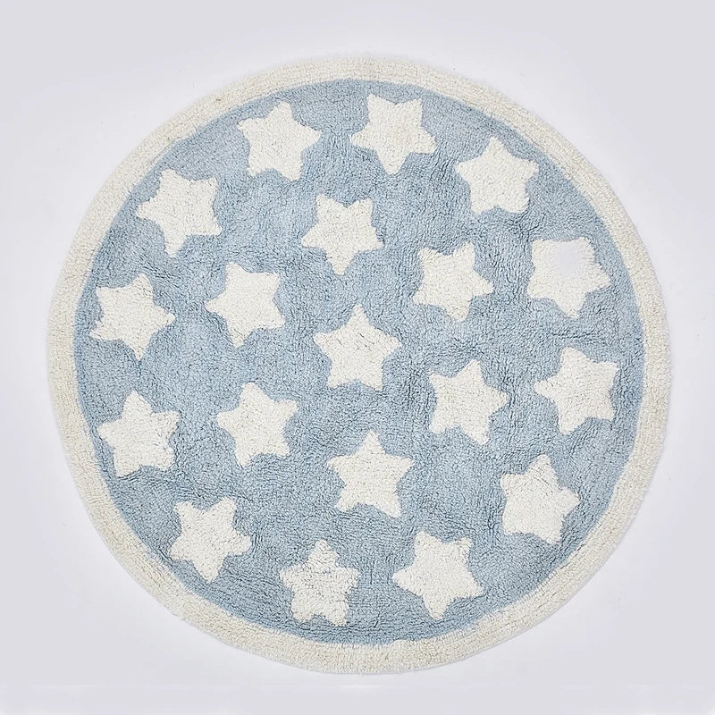 Navak Teppich Stern Teppich Tapete Infantil Runde Nordic Baumwolle Boden Matte Kelim Weiche Blaue Teppiche für Baby Kinder Kinder Schlafzimmer Wohnzimmer zimmer Dekor