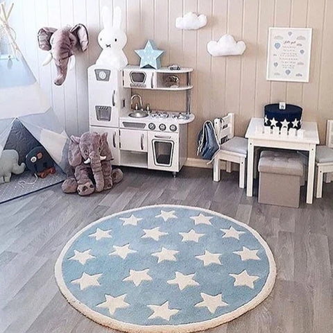 Navak Teppich Stern Teppich Tapete Infantil Runde Nordic Baumwolle Boden Matte Kelim Weiche Blaue Teppiche für Baby Kinder Kinder Schlafzimmer Wohnzimmer zimmer Dekor