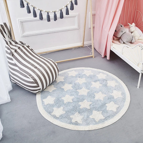 Navak Teppich Stern Teppich Tapete Infantil Runde Nordic Baumwolle Boden Matte Kelim Weiche Blaue Teppiche für Baby Kinder Kinder Schlafzimmer Wohnzimmer zimmer Dekor