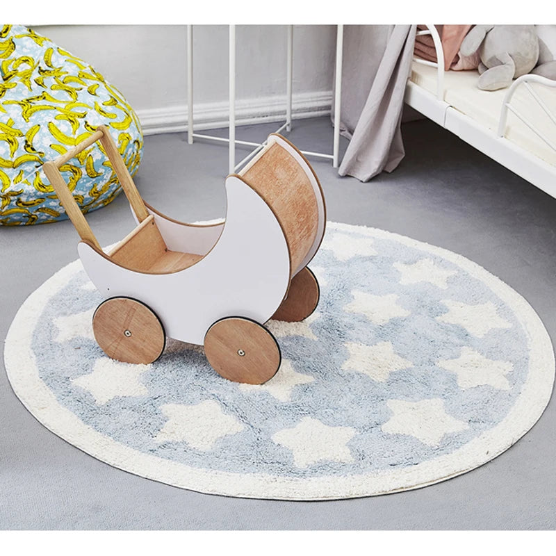 Navak Teppich Stern Teppich Tapete Infantil Runde Nordic Baumwolle Boden Matte Kelim Weiche Blaue Teppiche für Baby Kinder Kinder Schlafzimmer Wohnzimmer zimmer Dekor
