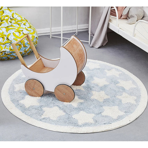 Navak Teppich Stern Teppich Tapete Infantil Runde Nordic Baumwolle Boden Matte Kelim Weiche Blaue Teppiche für Baby Kinder Kinder Schlafzimmer Wohnzimmer zimmer Dekor