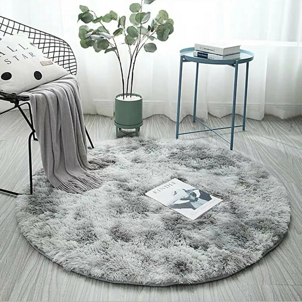 Navak Teppich, 40/60/80 cm, klein, rund, zottelig, weiche Anti-Rutsch-Matte, Wohnzimmer-/Schlafzimmer-Teppich, Heimdekoration, Winter, bunt, Batikdruck