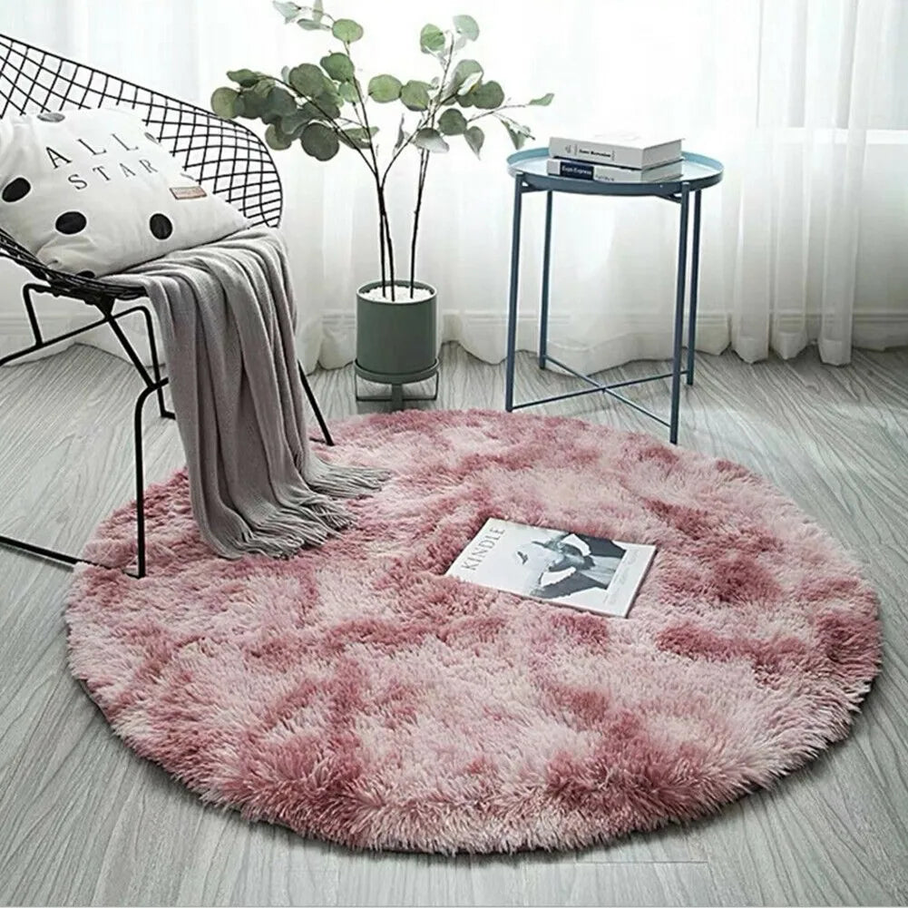 Navak Teppich, 40/60/80 cm, klein, rund, zottelig, weiche Anti-Rutsch-Matte, Wohnzimmer-/Schlafzimmer-Teppich, Heimdekoration, Winter, bunt, Batikdruck