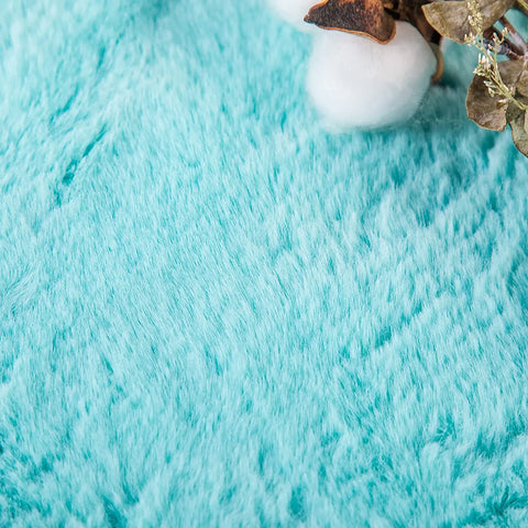 Navak Teppich, ultraweicher Teppich aus künstlichem Kaninchenfell, Wohnzimmerteppich, flauschiger Teppich, flauschiger Nachttischteppich, Baby-Krabbelmatte, Schlafzimmer-Dekorationsteppich, Blau