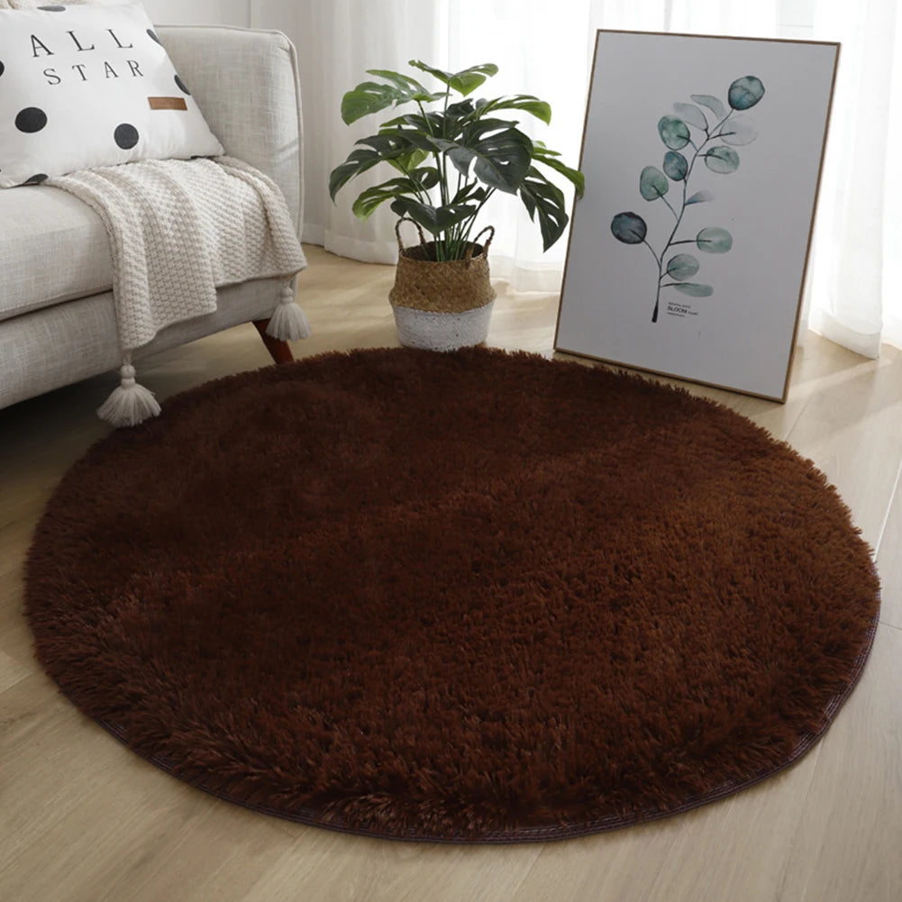 Navak Teppich, 40/60/80 cm, klein, rund, zottelig, weiche Anti-Rutsch-Matte, Wohnzimmer-/Schlafzimmer-Teppich, Heimdekoration, Winter, bunt, Batikdruck