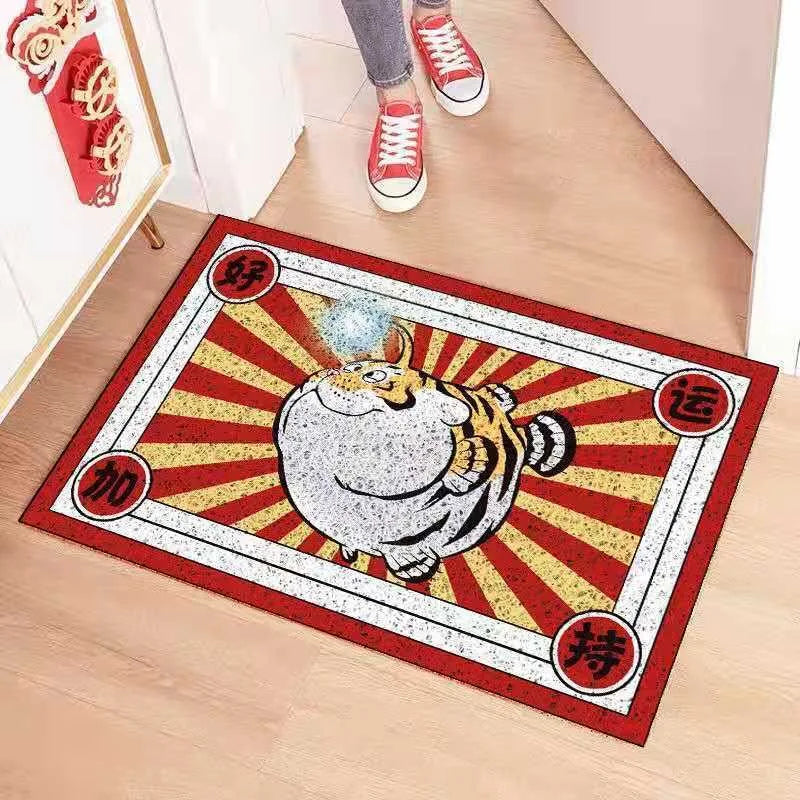 Navak Carpet Cartoon Tiger Sand Scraping Door Entrance Doormat, Non-slip Rug, Dust Removal Carpet, Wire Loop Footpad, Hallway Bath