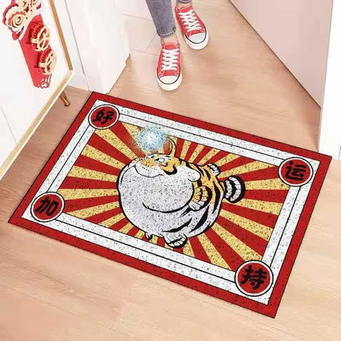 Navak Carpet Cartoon Tiger Sand Scraping Door Entrance Doormat, Non-slip Rug, Dust Removal Carpet, Wire Loop Footpad, Hallway Bath