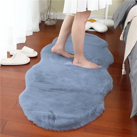 Navak Teppich, ultraweicher Teppich aus künstlichem Kaninchenfell, Wohnzimmerteppich, flauschiger Teppich, flauschiger Nachttischteppich, Baby-Krabbelmatte, Schlafzimmer-Dekorationsteppich, Blau