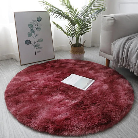 Navak Teppich, 40/60/80 cm, klein, rund, zottelig, weiche Anti-Rutsch-Matte, Wohnzimmer-/Schlafzimmer-Teppich, Heimdekoration, Winter, bunt, Batikdruck