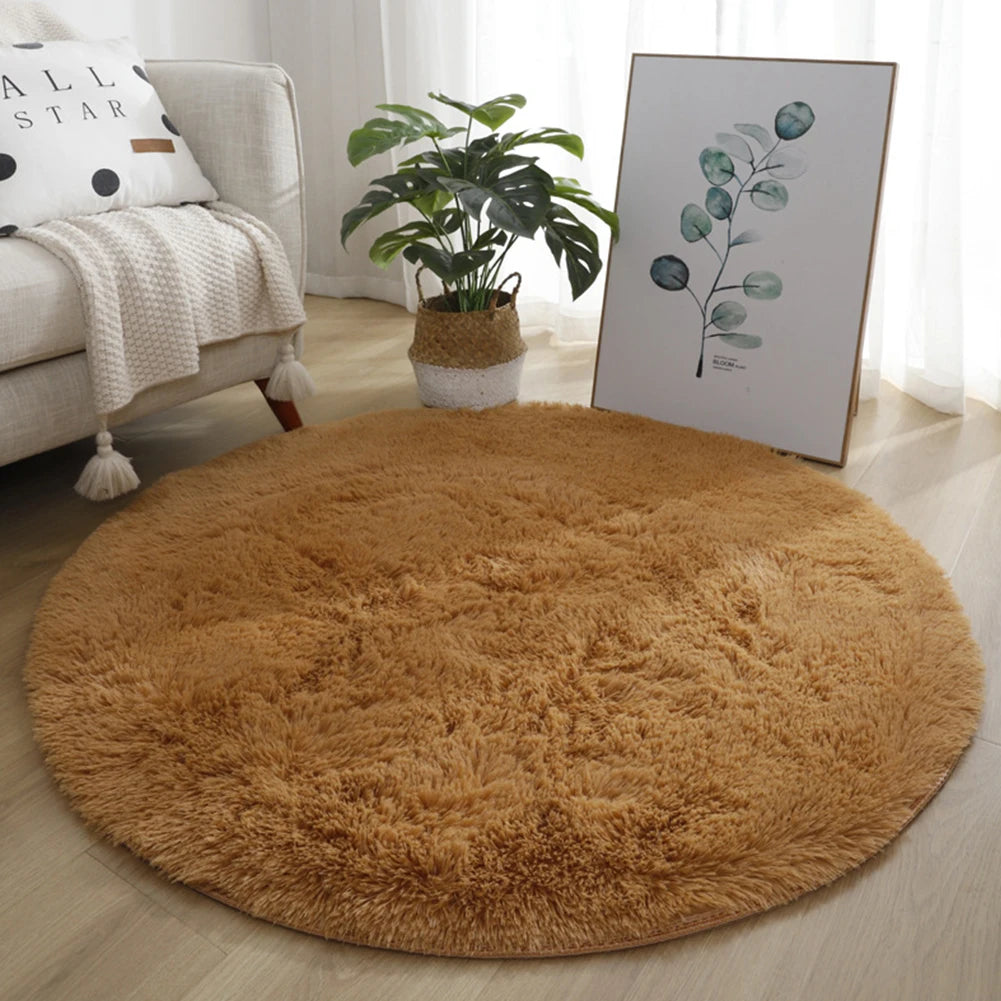 Navak Teppich, 40/60/80 cm, klein, rund, zottelig, weiche Anti-Rutsch-Matte, Wohnzimmer-/Schlafzimmer-Teppich, Heimdekoration, Winter, bunt, Batikdruck