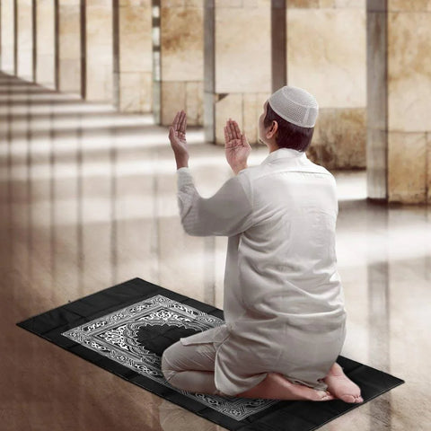 Navak Carpet Tragbare muslimische Reise-Gebetsmatte, Gebetsteppich mit Kompass und Broschüre, Musallah-Pads, Teppich für den Außenbereich, Ramadan, islamisches Geschenk
