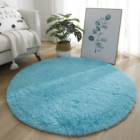 Navak Teppich, 40/60/80 cm, klein, rund, zottelig, weiche Anti-Rutsch-Matte, Wohnzimmer-/Schlafzimmer-Teppich, Heimdekoration, Winter, bunt, Batikdruck