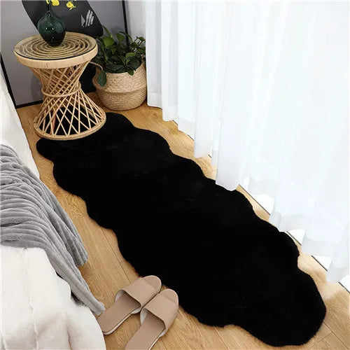 Navak Teppich, ultraweicher Teppich aus künstlichem Kaninchenfell, Wohnzimmerteppich, flauschiger Teppich, flauschiger Nachttischteppich, Baby-Krabbelmatte, Schlafzimmer-Dekorationsteppich, Blau