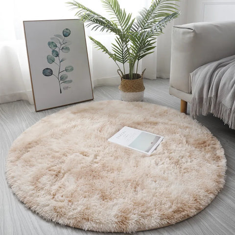 Navak Teppich, 40/60/80 cm, klein, rund, zottelig, weiche Anti-Rutsch-Matte, Wohnzimmer-/Schlafzimmer-Teppich, Heimdekoration, Winter, bunt, Batikdruck