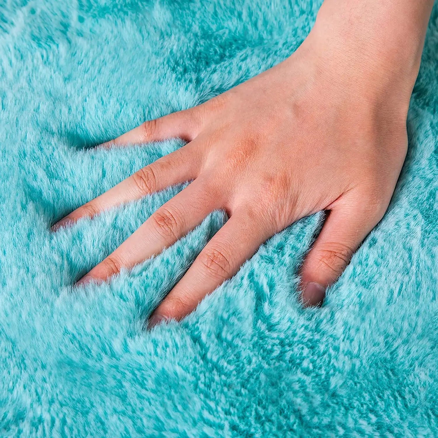 Navak Teppich, ultraweicher Teppich aus künstlichem Kaninchenfell, Wohnzimmerteppich, flauschiger Teppich, flauschiger Nachttischteppich, Baby-Krabbelmatte, Schlafzimmer-Dekorationsteppich, Blau
