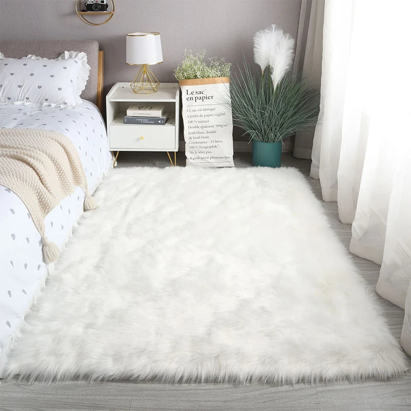 Navak Teppich Künstlicher Schaffellteppich Sofa Bodenmatte Wohnzimmer Schlafzimmer Weiß Haarige Große Teppiche Ganzes Schaffellkissen Erkerfenstermatten