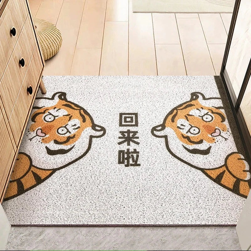 Navak Carpet Cartoon Tiger Sand Scraping Door Entrance Doormat, Non-slip Rug, Dust Removal Carpet, Wire Loop Footpad, Hallway Bath