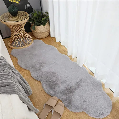 Navak Teppich, ultraweicher Teppich aus künstlichem Kaninchenfell, Wohnzimmerteppich, flauschiger Teppich, flauschiger Nachttischteppich, Baby-Krabbelmatte, Schlafzimmer-Dekorationsteppich, Blau