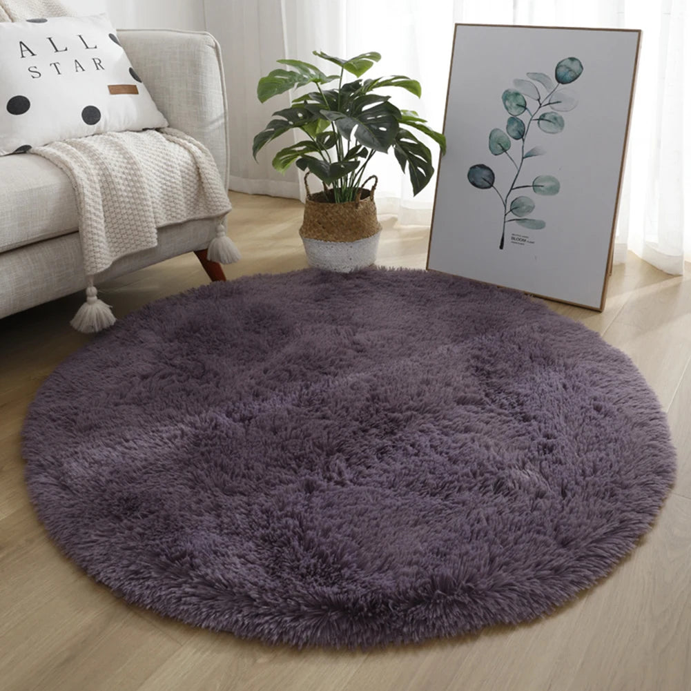 Navak Teppich, 40/60/80 cm, klein, rund, zottelig, weiche Anti-Rutsch-Matte, Wohnzimmer-/Schlafzimmer-Teppich, Heimdekoration, Winter, bunt, Batikdruck
